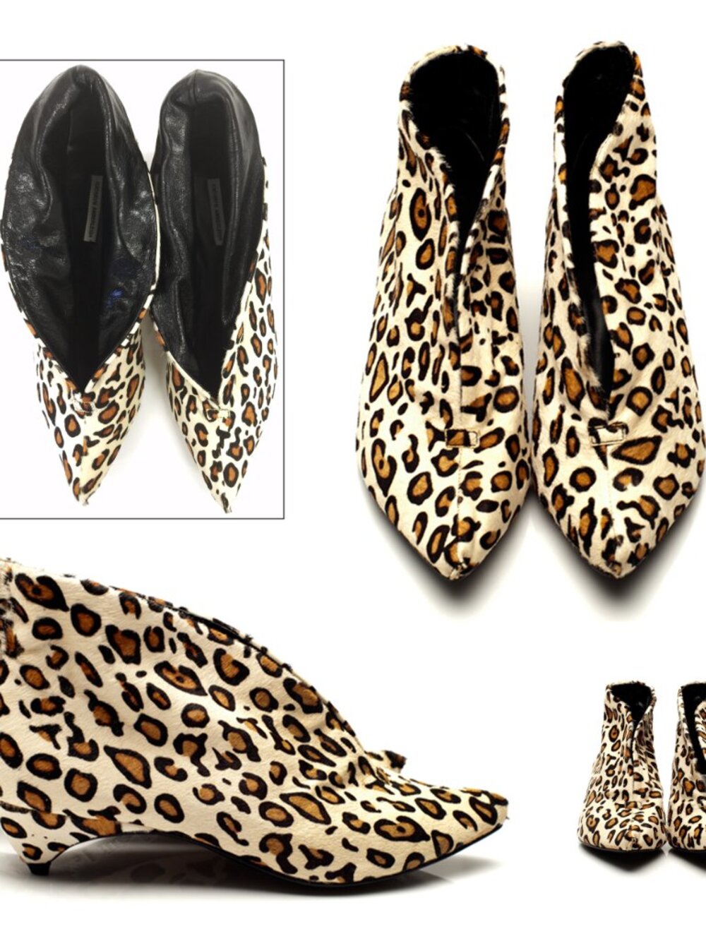 New HANDMADE Genuine Leather Animal Print Kitten Heel Bootie Boots NYC Designer - Picture 14 of 14